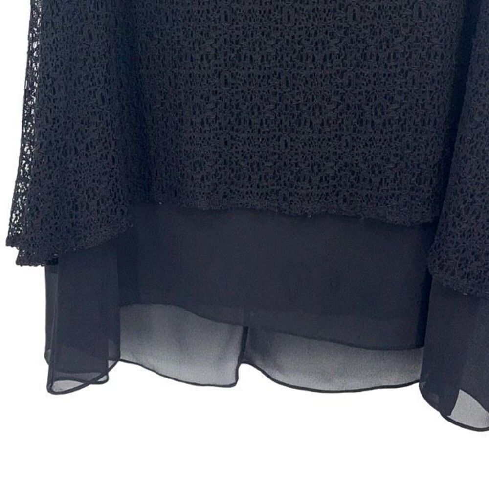 Tahari Arthur S. Levine Womens V-Neck Cold-Shoulder Lace Overlay Susan Dress Bla - Picture 6 of 11